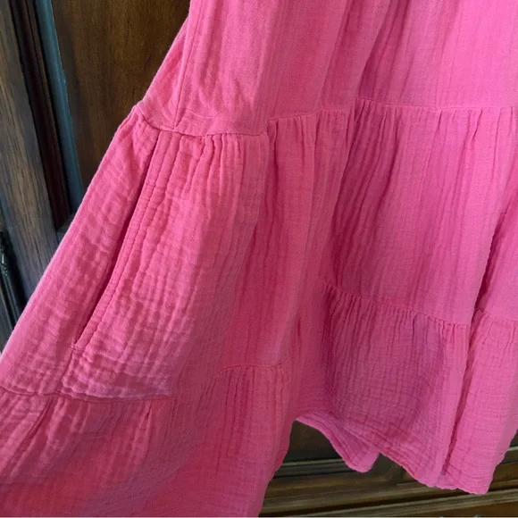 XiRENA~ Pink Nissa Cotton Gauze Tiered Puff Sleeve Mini Dress in size Medium - Picture 10 of 16